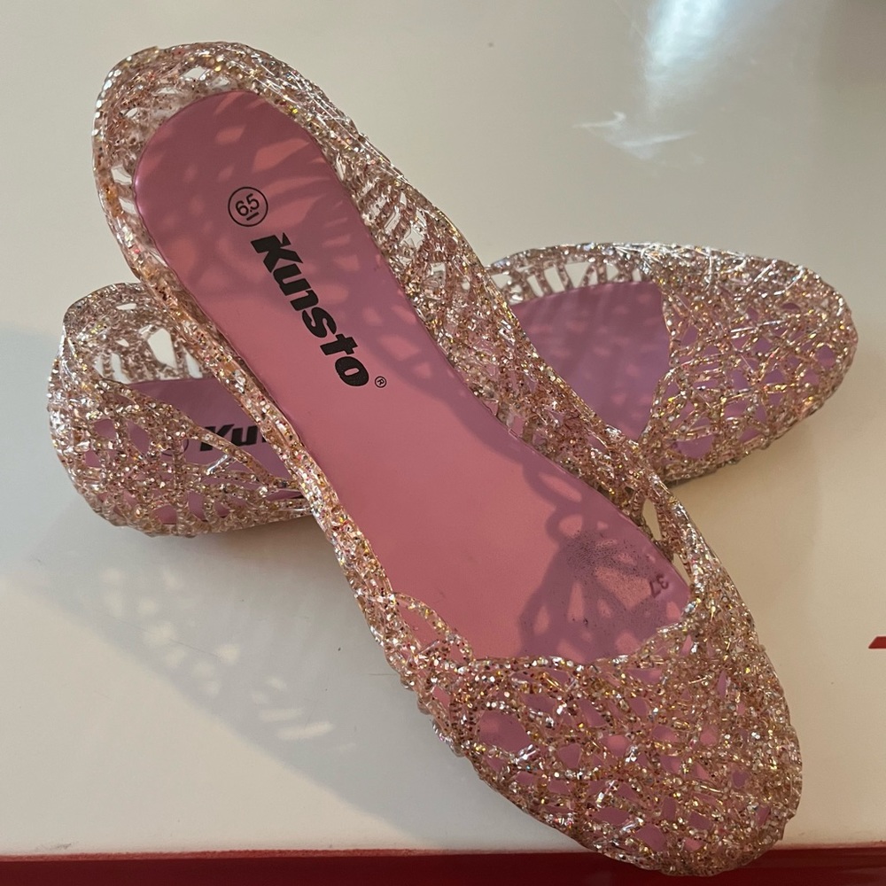 Rainbow Glitter Jelly Flats